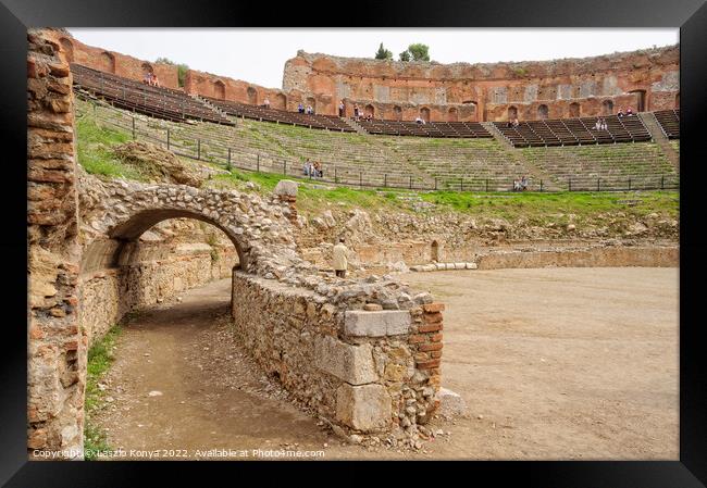 Horseshoe layout of the Teatro Greco - Taormina Framed Print by Laszlo Konya