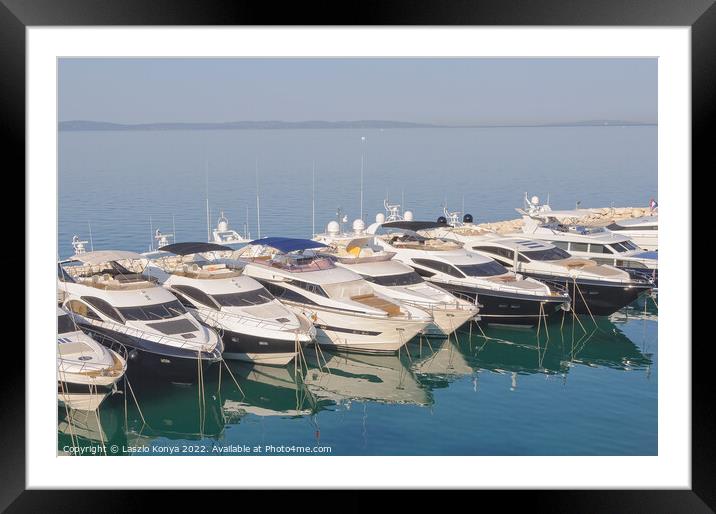 Yachts in the marina - Split Framed Mounted Print by Laszlo Konya