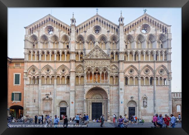 West front of the Cathedral - Ferrara Framed Print by Laszlo Konya