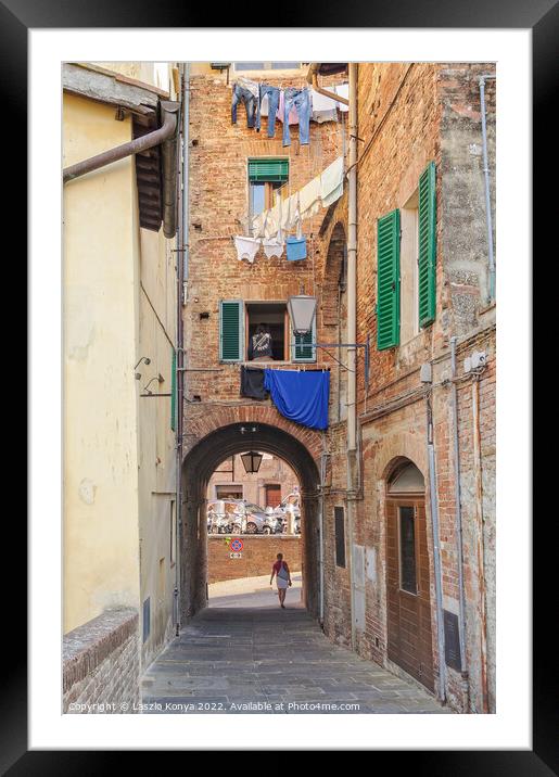 Quiet alley - Siena Framed Mounted Print by Laszlo Konya
