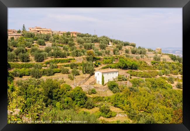 Farmhouse - Montalcino Framed Print by Laszlo Konya