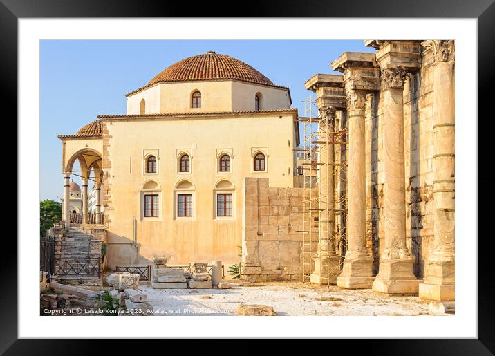 Tzistarakis Mosque and Hadrian's Library - Athens Framed Mounted Print by Laszlo Konya