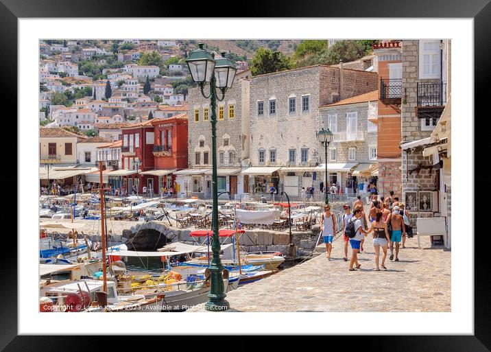 Port of Hydra - Saronic Islands Framed Mounted Print by Laszlo Konya