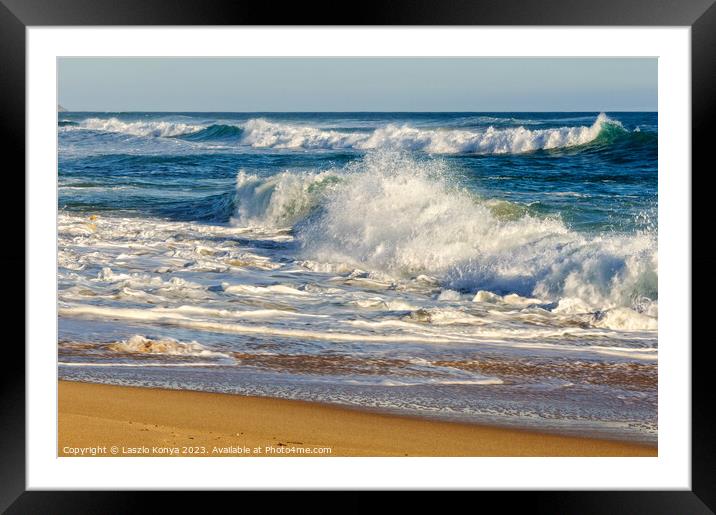 Surface waves - Rye Framed Mounted Print by Laszlo Konya