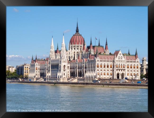 Hungarian Parliament Building - Budapest Framed Print by Laszlo Konya