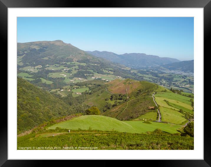 Rolling hills - Saint-Jean-Pied-de-Port Framed Mounted Print by Laszlo Konya