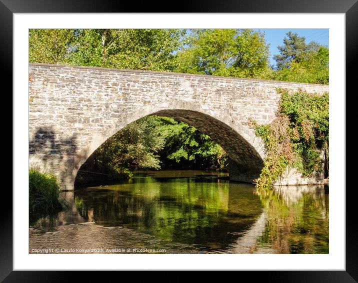 Medieval bridge - Larrasoana Framed Mounted Print by Laszlo Konya