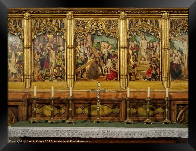 Altarpiece - Pamplona Framed Print by Laszlo Konya