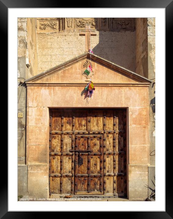Church door - Redecilla del Camino Framed Mounted Print by Laszlo Konya