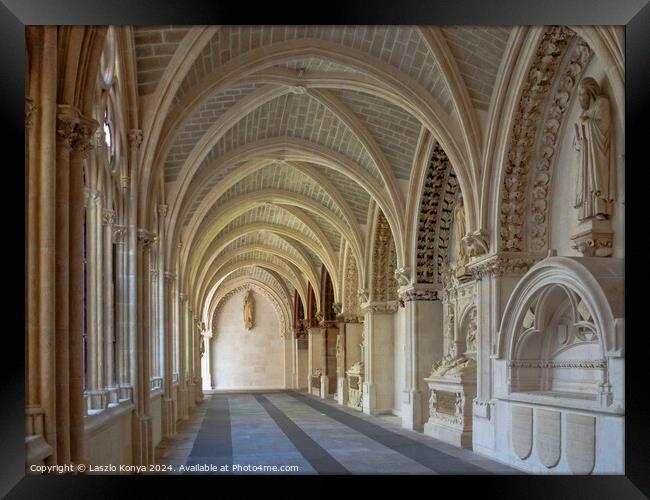 Gothic cloister - Burgos Framed Print by Laszlo Konya