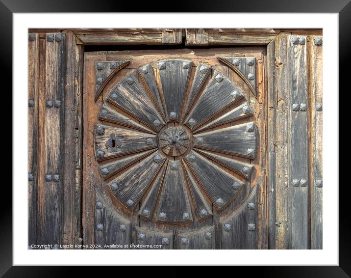 Wooden door of the Church of Santa Maria - Boadilla del Camino Framed Mounted Print by Laszlo Konya