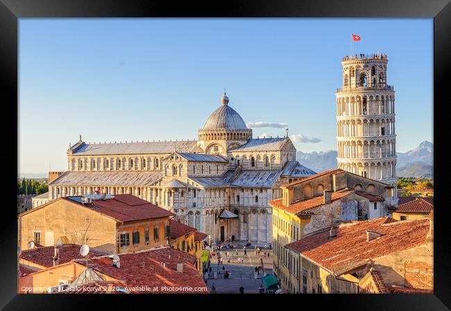 Duomo and the Leaning Tower - Pisa Framed Print by Laszlo Konya