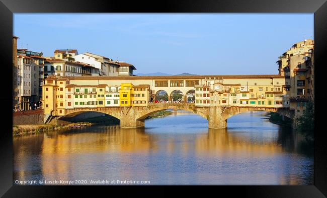 Ponte Vecchio - Florence Framed Print by Laszlo Konya