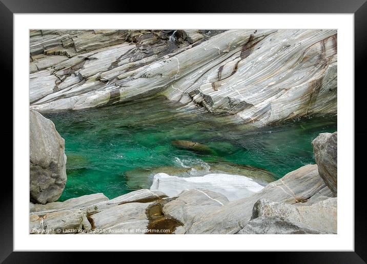 Emerald Water - Val Verzasca Framed Mounted Print by Laszlo Konya