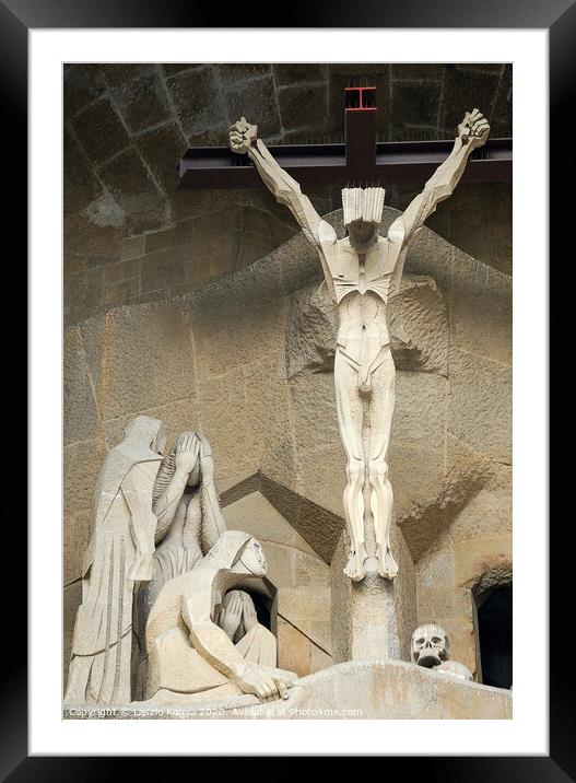 Christ on the cross - Barcelona Framed Mounted Print by Laszlo Konya