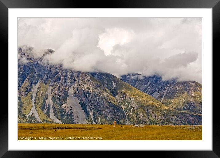 Mount Cook Range - Aoraki Framed Mounted Print by Laszlo Konya