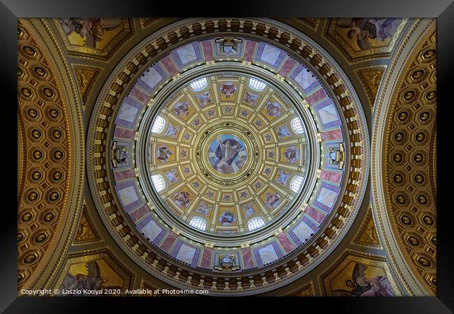 Cupola of St Stephen Basilica - Budapest Framed Print by Laszlo Konya