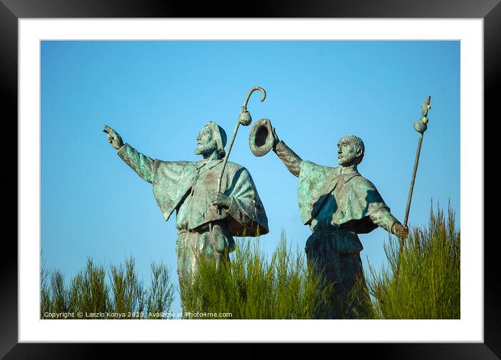 Statue of Pilgrims - Santiago de Compostela Framed Mounted Print by Laszlo Konya