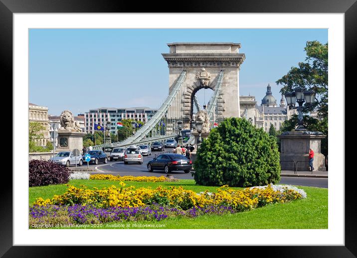 Chain Bridge - Budapest Framed Mounted Print by Laszlo Konya