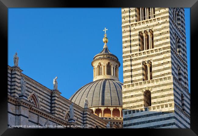 Dome and Bell Tower of the Duomo - Siena Framed Print by Laszlo Konya