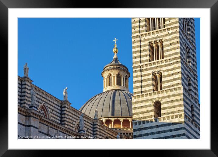 Dome and Bell Tower of the Duomo - Siena Framed Mounted Print by Laszlo Konya