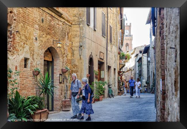 Corso il Rosselino - Pienza Framed Print by Laszlo Konya