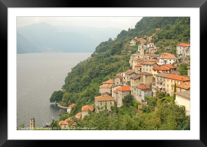 On the shore of Lake Como - Lezzeno Framed Mounted Print by Laszlo Konya