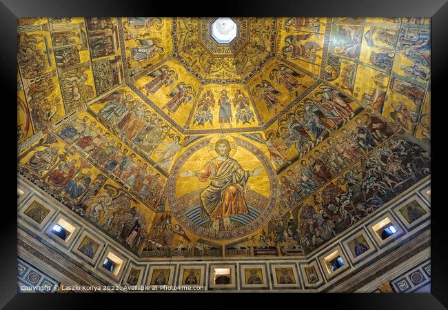 Mosaics of the Baptistery - Florence Framed Print by Laszlo Konya