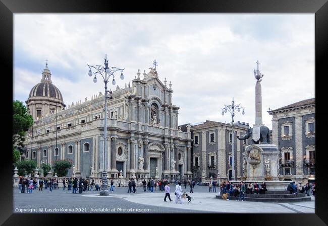 Piazza del Duomo - Catania Framed Print by Laszlo Konya