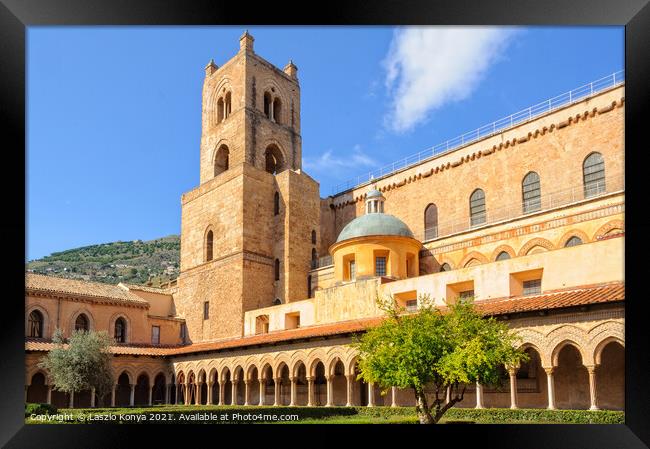 Cathedral photographed from the Abbey - Monreale Framed Print by Laszlo Konya
