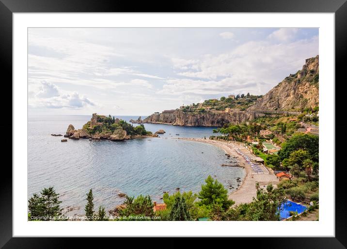 Isola Bella Beach - Taormina Framed Mounted Print by Laszlo Konya