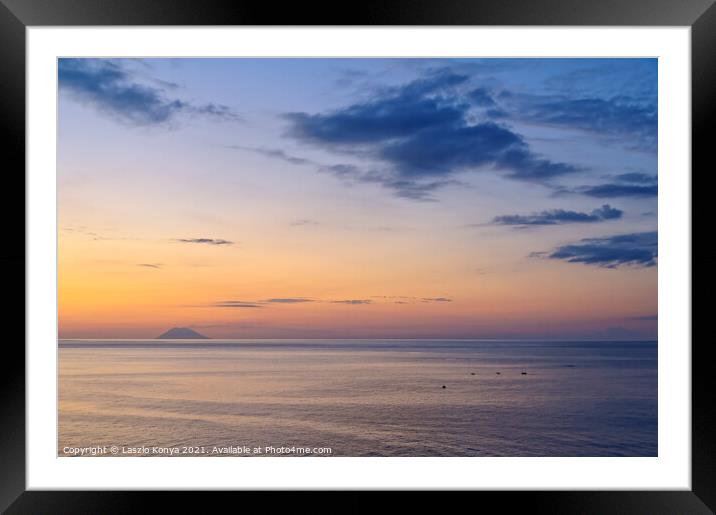 Twilight over the Tyrrhenian Sea - Tropea Framed Mounted Print by Laszlo Konya