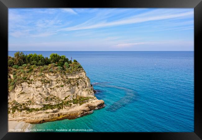 Cross on Santa Maria Island - Tropea Framed Print by Laszlo Konya