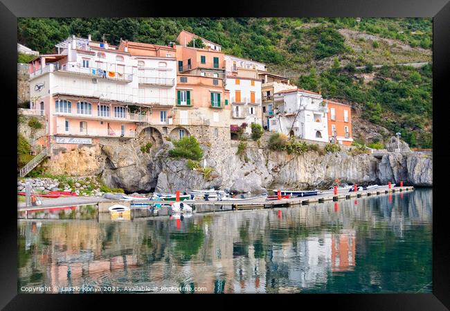 Port of Maratea Framed Print by Laszlo Konya