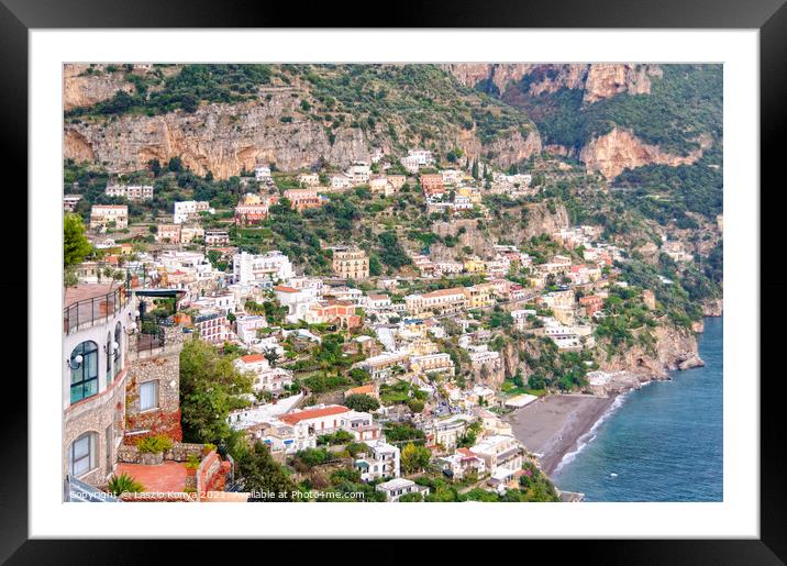 Positano - Amalfi Coast Framed Mounted Print by Laszlo Konya