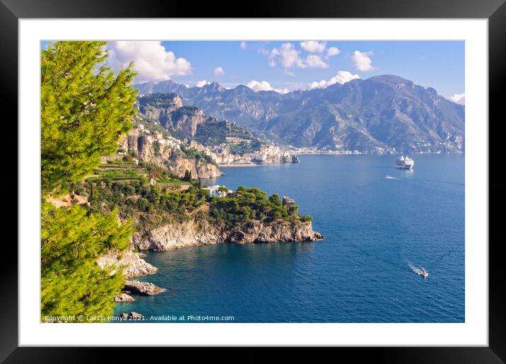 Between Conca dei Marini and Positano - Amalfi Coast Framed Mounted Print by Laszlo Konya