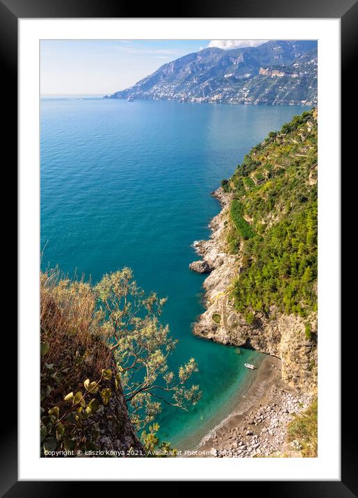 Little beach - Amalfi Coast Framed Mounted Print by Laszlo Konya