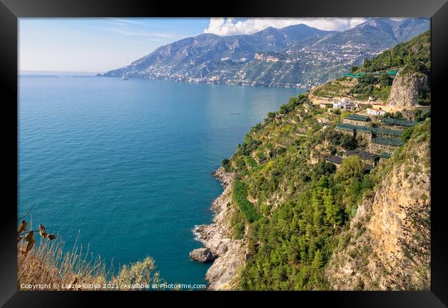 Mar Tirreno - Amalfi Coast Framed Print by Laszlo Konya