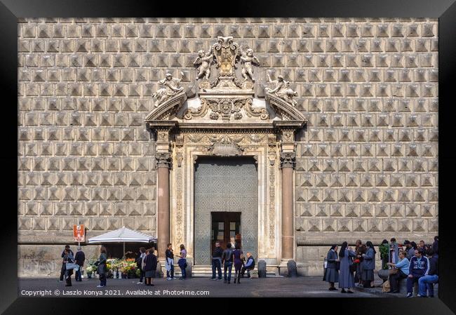 Façade of Chiesa del Gesù Nuovo - Napoli Framed Print by Laszlo Konya