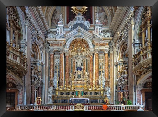 Main altar in Chiesa del Gesù Nuovo - Napoli Framed Print by Laszlo Konya