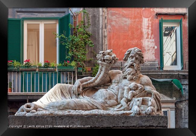 Statue of the Nile God - Napoli Framed Print by Laszlo Konya