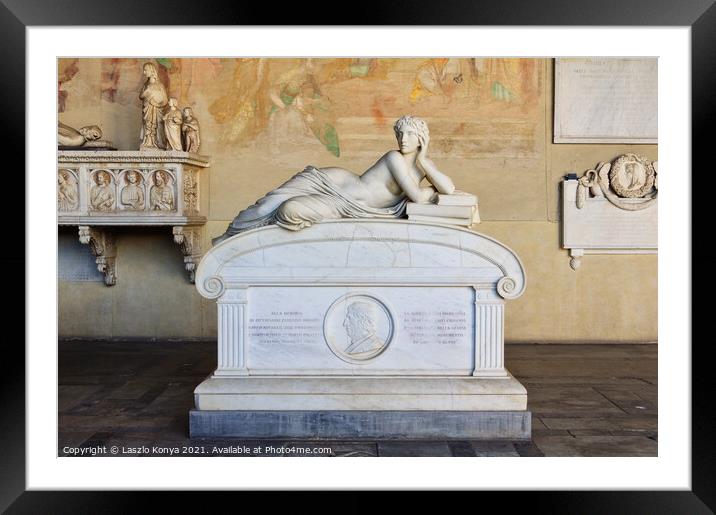 Sarcophagus in the Camposanto - Pisa Framed Mounted Print by Laszlo Konya