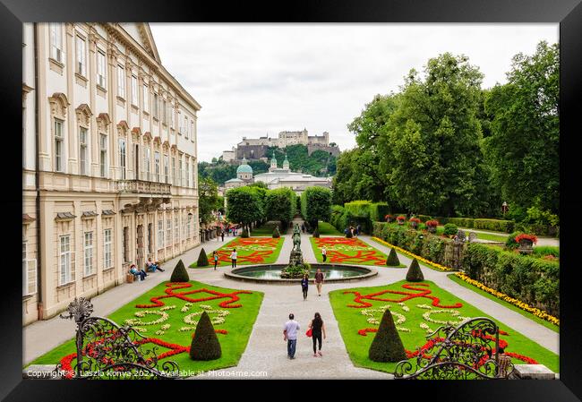 Mirabell Gardens - Salzburg Framed Print by Laszlo Konya