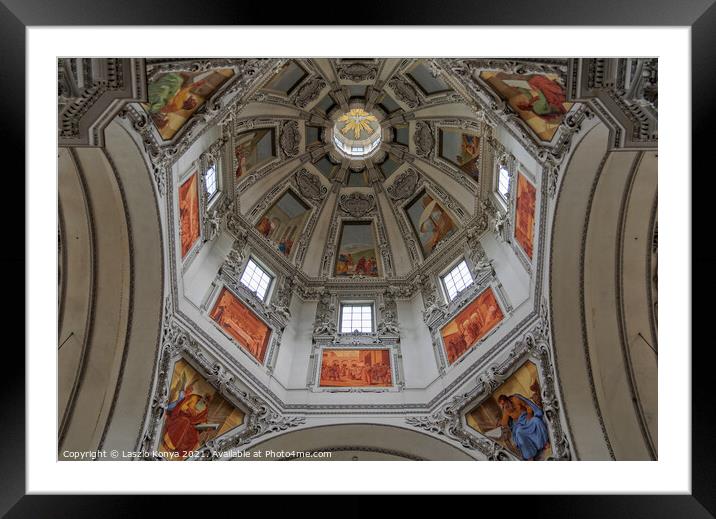 Dome of the Cathedral - Salzburg Framed Mounted Print by Laszlo Konya