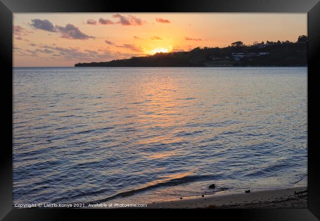 Sunset - Port Vila Framed Print by Laszlo Konya