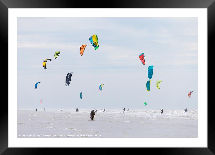 Kite surfers Framed Mounted Print by Paul Lawrenson