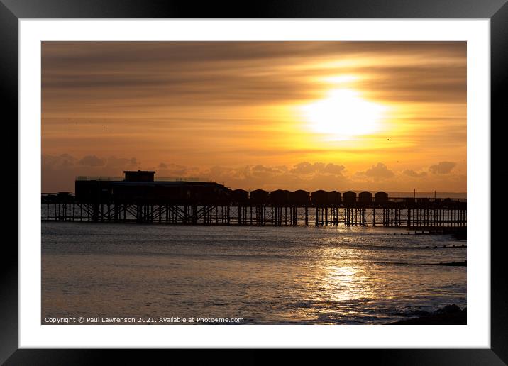 Golden Sunset over Hastings Pier Framed Mounted Print by Paul Lawrenson