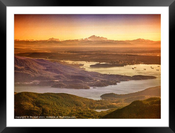 Vancouver and Mt Baker grunge aerial view Framed Mounted Print by Eti Reid