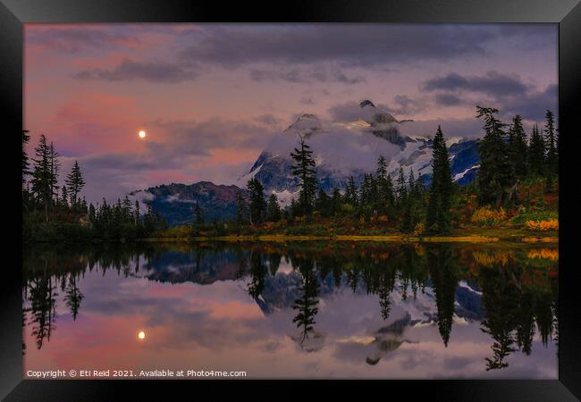 Bloodmoon rise over Picture lake Framed Print by Eti Reid