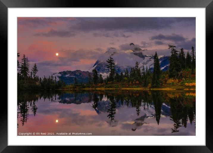 Bloodmoon rise over Picture lake Framed Mounted Print by Eti Reid